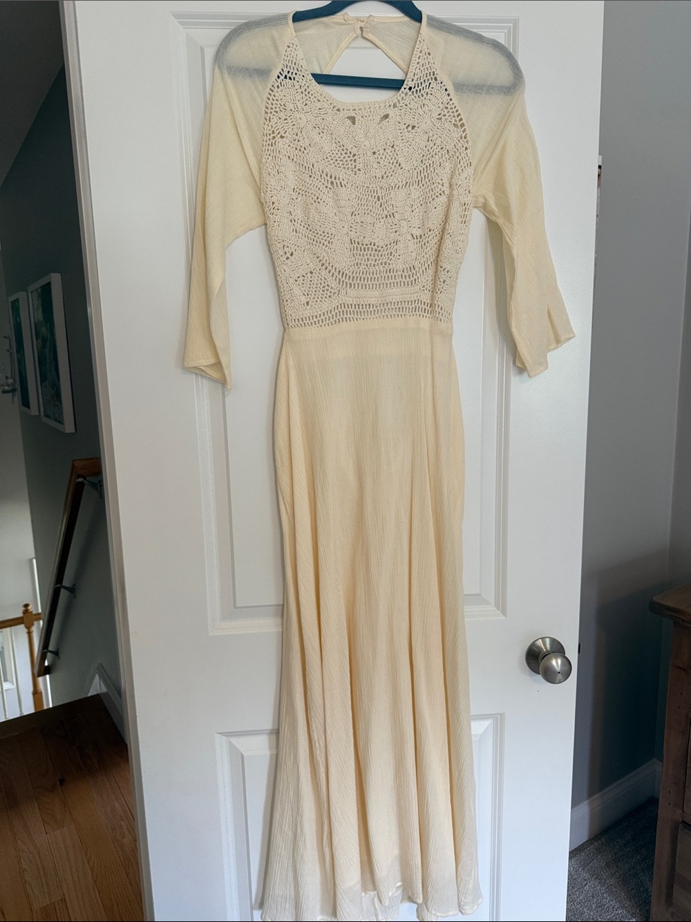 Antik Batik Cream Crochet-Front Maxi Dress
